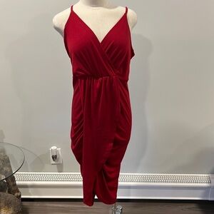 Red V Neck Crisscross dress